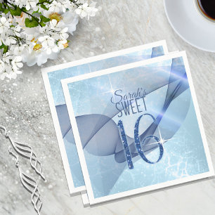 Sparkling Swirls Sweet Sixteen Blue ID652 Napkin