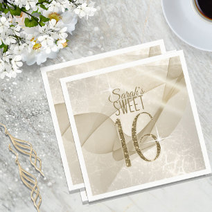 Sparkling Swirls Sweet Sixteen Gold ID652 Napkin