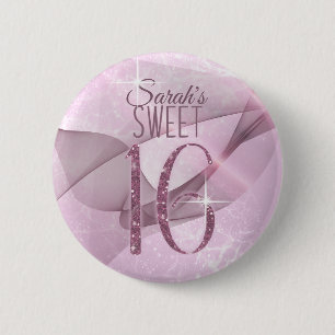 Sparkling Swirls Sweet Sixteen Orchid Pink ID652 6 Cm Round Badge
