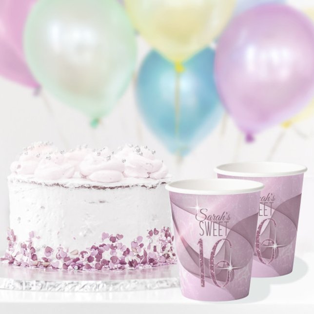 Sparkling Swirls Sweet Sixteen Orchid Pink ID652 Paper Cups (Creator Uploaded)