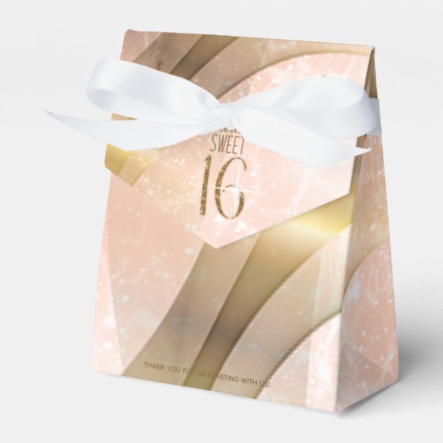 Sparkling Swirls Sweet Sixteen Rose Gold ID652 Favour Box (Front Side)