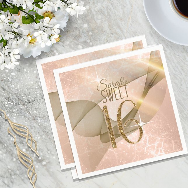 Sparkling Swirls Sweet Sixteen Rose Gold ID652 Napkin (Creator Uploaded)