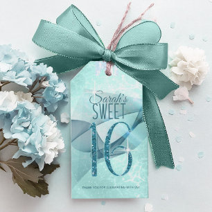 Sparkling Swirls Sweet Sixteen Teal ID652 Gift Tags