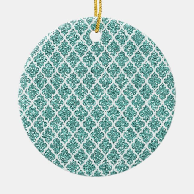 Sparkling Teal Ceramic Tree Decoration (Front)