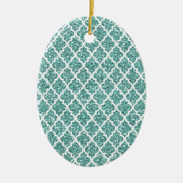 Sparkling Teal Ceramic Tree Decoration (Front)