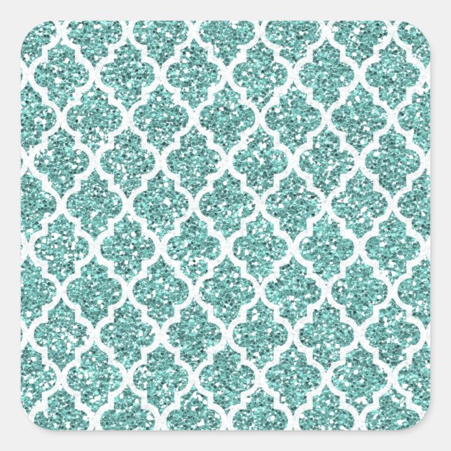 Sparkling Teal Square Sticker (Front)
