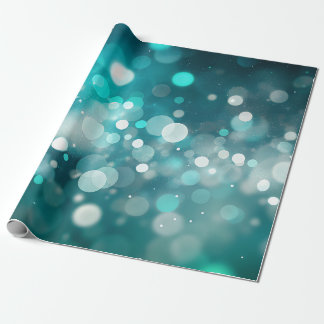 Sparkling Teal with blurred twinkle lights Wrapping Paper