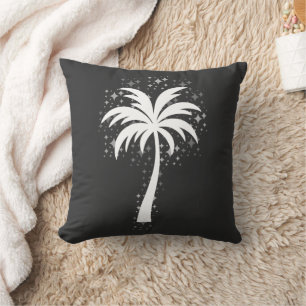 Sparkling Tropical Palm Tree Silhouette Cushion
