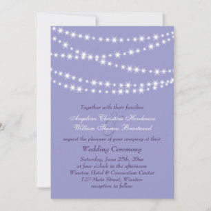 Sparkling Twinkle Lights Wedding Invitation purple