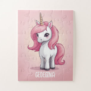 Sparkling Unicorn Fantasy Personalised Kids Jigsaw Puzzle
