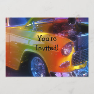 Sparkling Vintage Classic Car Retirement Birthday Invitation