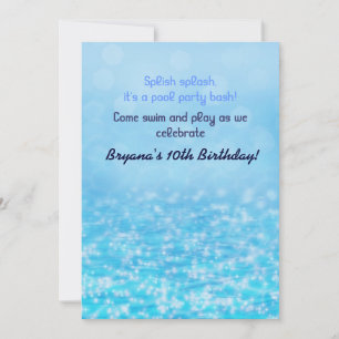 Sparkling Water Beach Pool Party Invitation