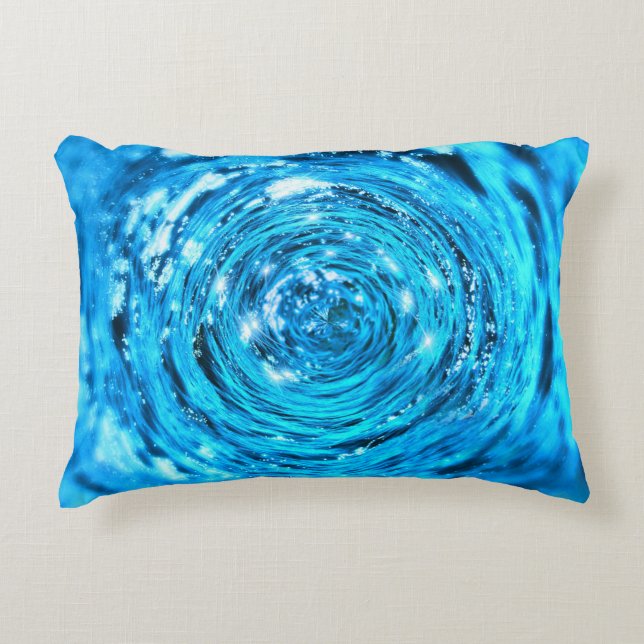 Sparkling water swirl look blue decorative cushion (Front)