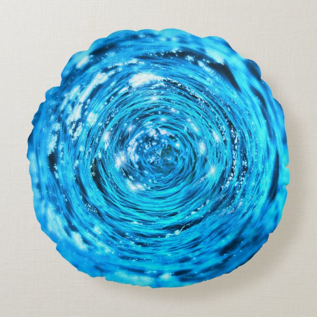 Sparkling water swirl round cushion (Front)