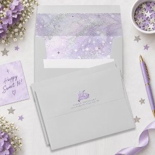 Sparkling Watercolor Sweet 16 Silver Violet ID1333 Envelope
