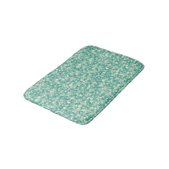 Sparkling White And Green Glitter Bath Mat (Angled)
