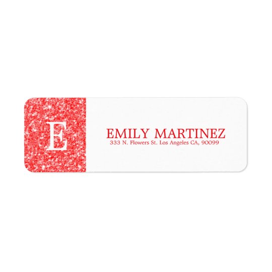 Sparkling White And Red Glitter Return Address Label