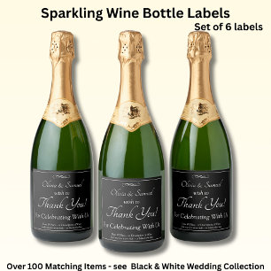 Sparkling Wine Bottle Labels, Black White Infinity Label