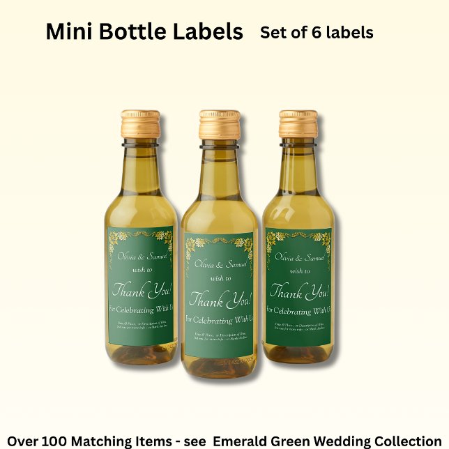 Sparkling Wine Bottle Labels, Emerald Green & Gold Wine Label (Creator Uploaded)
