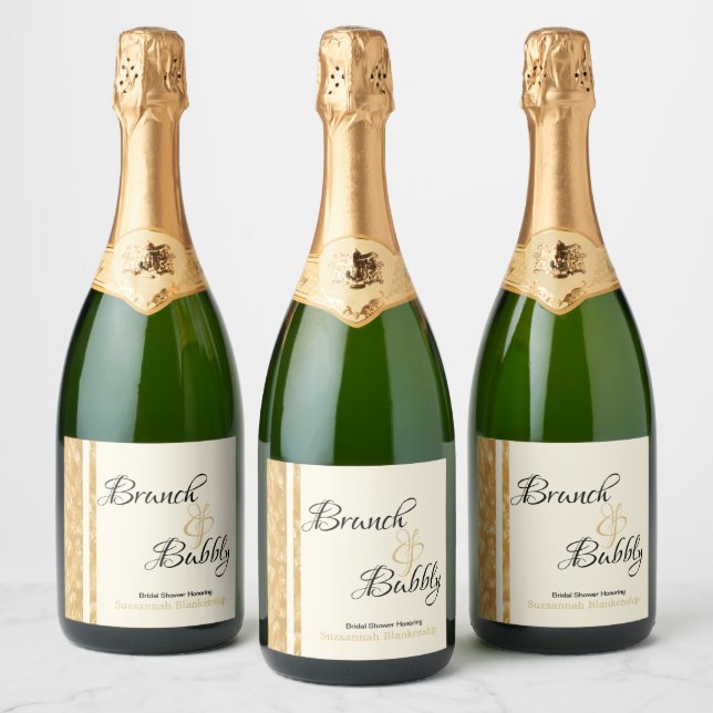 Sparkling Wine Bubbles Brunch Bubbly Bridal Shower Sparkling Wine Label (Bottles)