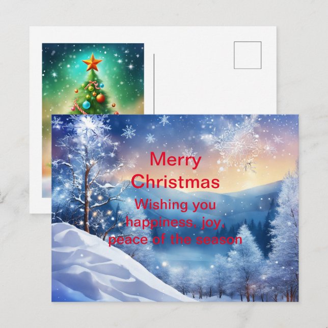 Sparkling Winter Christmas Holiday Card Snowy  (Front/Back)