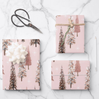 Sparkling winter snowflakes and trees Christmas Wrapping Paper Sheet