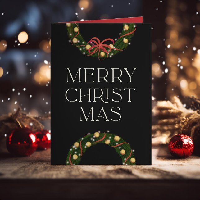 Sparkling Wreath Merry Christmas Holiday Card (Creator Uploaded)