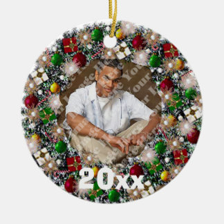 Sparkling Wreath Photo Frame Keepsake Ornament