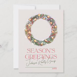 Sparkling Wreath Season's Greetings corporate Holiday Card