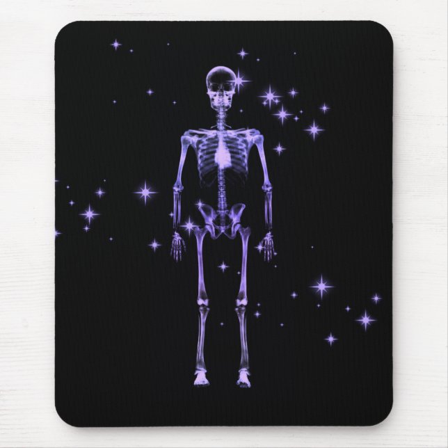 Sparkling X-Ray Skeleton - Purple Mouse Mat (Front)
