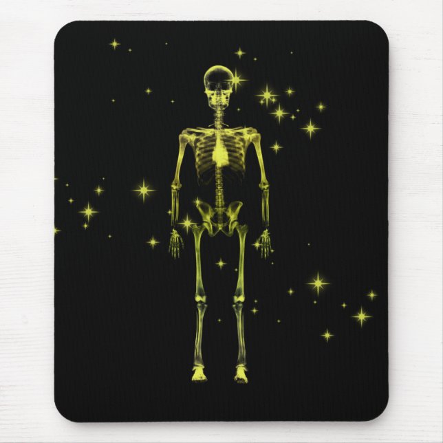 Sparkling X-Ray Skeleton - Yellow Mouse Mat (Front)