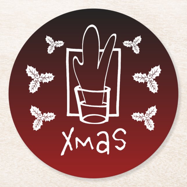 Sparkling Xmas Glass Round Paper Coaster (Front)