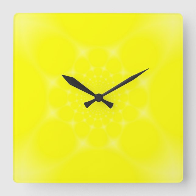 Sparkling Yellow Square Wall Clock (Front)