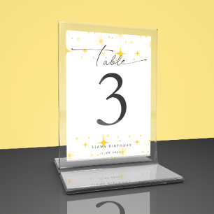 Sparkling yellow stars birthdayTable flat card