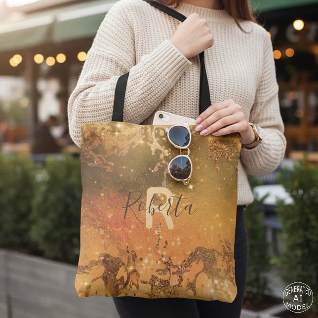 Sparkly Abstract Copper Bronze Modern Glam Chic   Tote Bag (Creator Uploaded)