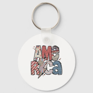 Sparkly America 4th Of July America Independence D Key Ring