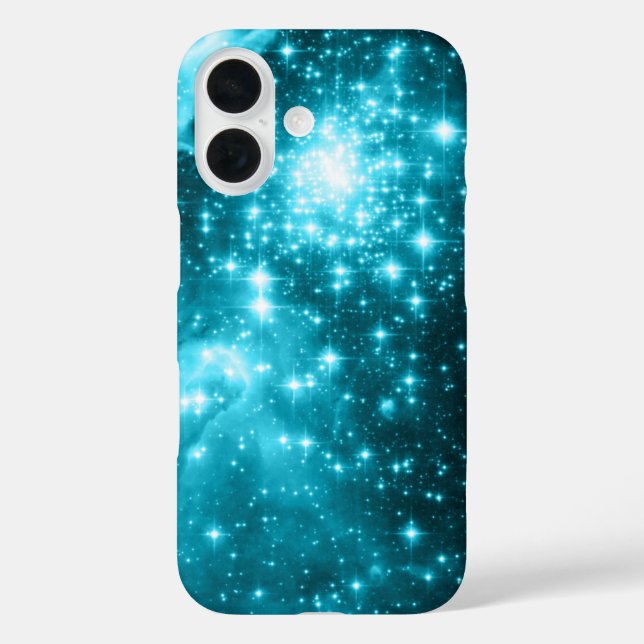 Sparkly Aqua and Teal Celestial Stars Case-Mate iPhone Case (Back)