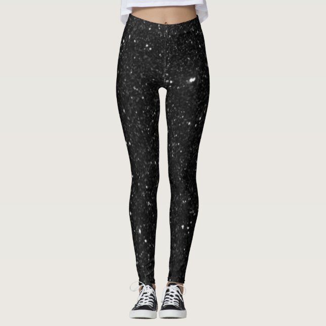 Sparkly black Glitter Shiny Leggings (Front)