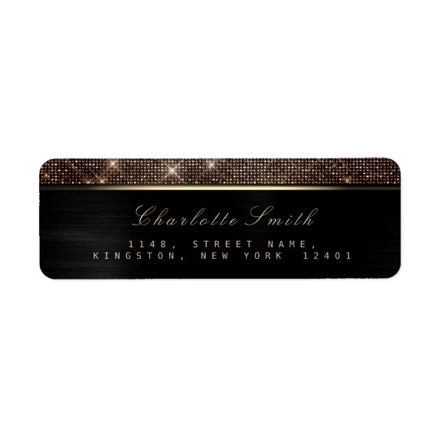 Sparkly Black Gold Luxury Copper RSVP Metallic (Front)