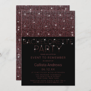 Sparkly Black Pink Glitter Sequins Bachelorette Invitation