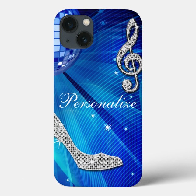 Sparkly Blue/silver Music Note & Stiletto Heel Case-Mate iPhone Case (Back)
