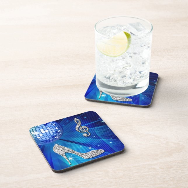 Sparkly Blue/silver Music Note & Stiletto Heel Coaster (Right Side)