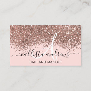 Sparkly Blush Pink Rose Gold Confetti Glitter Business Card