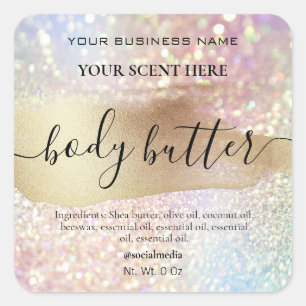 Sparkly Body Butter Labels Holographic And Gold