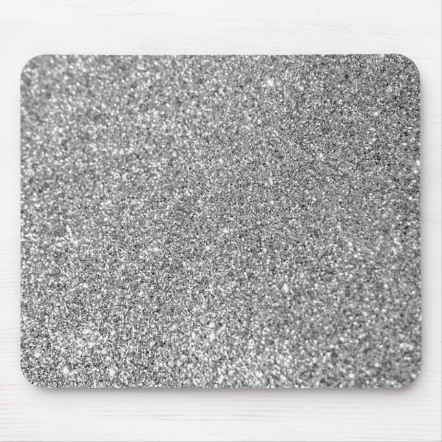 Sparkly Bokeh Faux Silver Glitter Mouse Mat (Front)