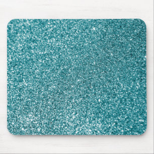 Sparkly Bokeh Faux Teal Glitter Mouse Mat