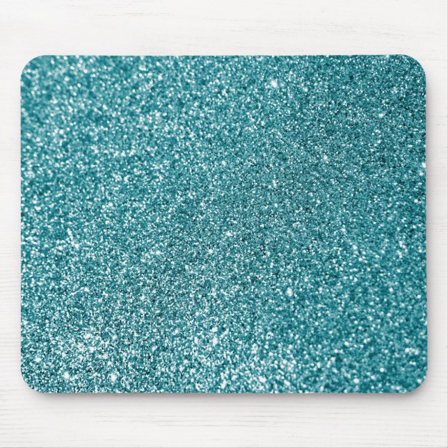 Sparkly Bokeh Faux Teal Glitter Mouse Mat (Front)