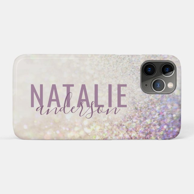 Sparkly bokeh glitter personalised pink purple Case-Mate iPhone case (Back (Horizontal))