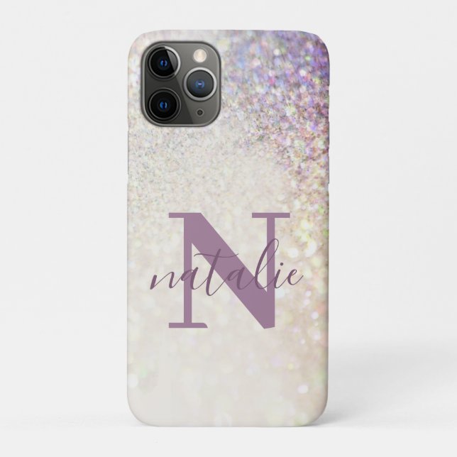 Sparkly bokeh glitter personalised pink purple Case-Mate iPhone case (Back)