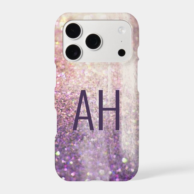 Sparkly bokeh glitter pink purple initials (Back)